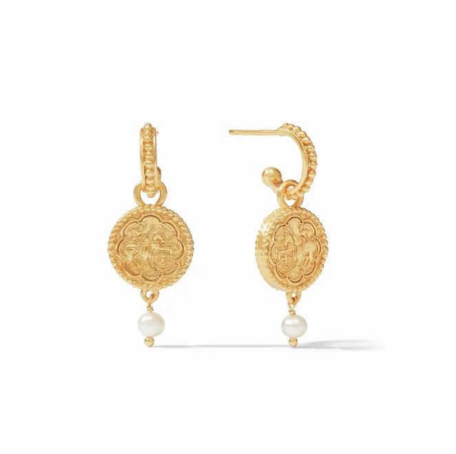 Julie Vos Earrings Trieste Pearl Hoop Charm Earring