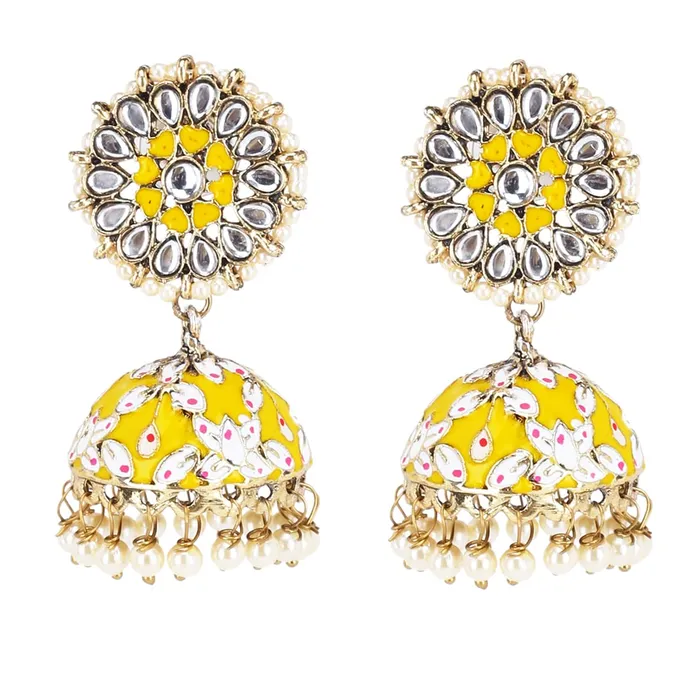 Kairangi Bracelets Kairangi Meenakari Jhumka Earrings for Women Meenakari Handcrafted Gold Plated Traditional Yellow JhumkaJhumki Earrings for Women and Girls Kairangi Bracelets Kairangi Meenakari Jhumka Earrings for Women Meenakari Handcrafted Gold Plated Traditional Yellow JhumkaJhumki Earrings for Women and Girls