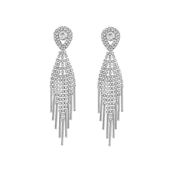 Kairangi Danglers Earrings for Women White Crystal Silver Plated Danglers Earrings for Women and Girls Yellow Chimes Earrings