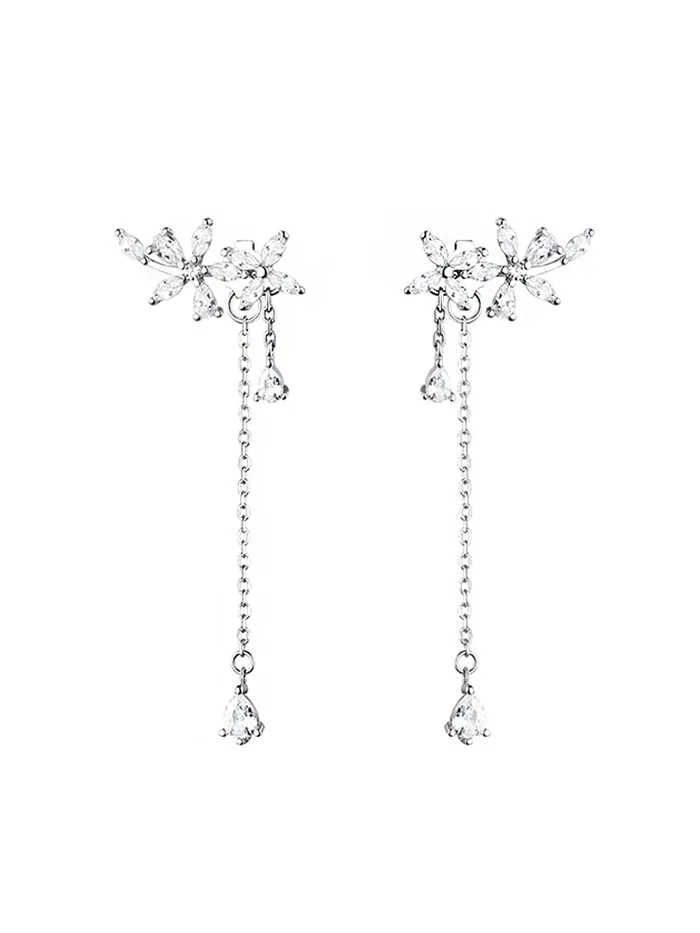 Kairangi Earrings For Women Sparkling Crystal Studded Silver Toned Back Drop Dangle Earrings For Women and Girls Yellow Chimes Earrings Kairangi Earrings For Women Sparkling Crystal Studded Silver Toned Back Drop Dangle Earrings For Women and Girls Yellow Chimes Earrings