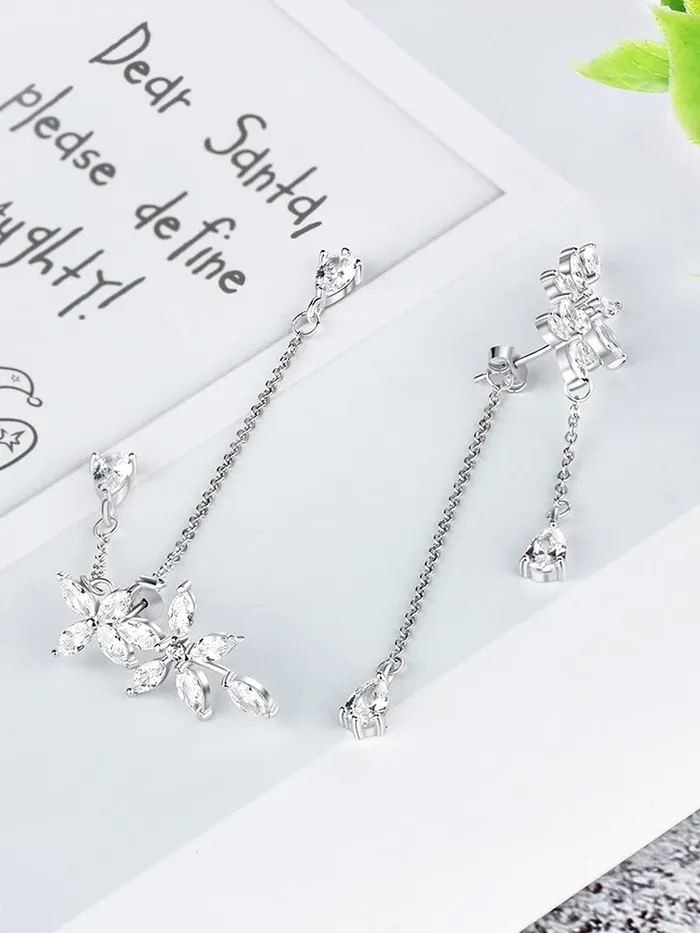 Kairangi Earrings For Women Sparkling Crystal Studded Silver Toned Back Drop Dangle Earrings For Women and Girls Yellow Chimes Earrings