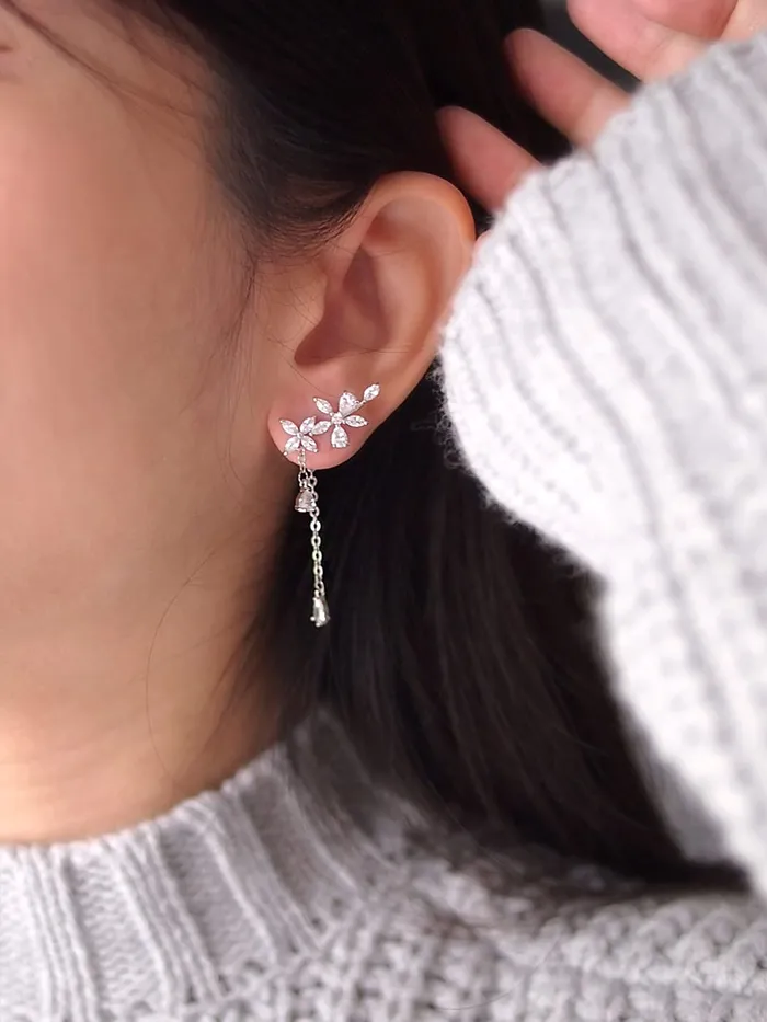 Kairangi Earrings For Women Sparkling Crystal Studded Silver Toned Back Drop Dangle Earrings For Women and Girls Yellow Chimes Earrings