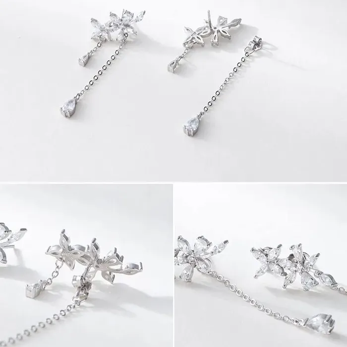 Kairangi Earrings For Women Sparkling Crystal Studded Silver Toned Back Drop Dangle Earrings For Women and Girls Yellow Chimes Earrings