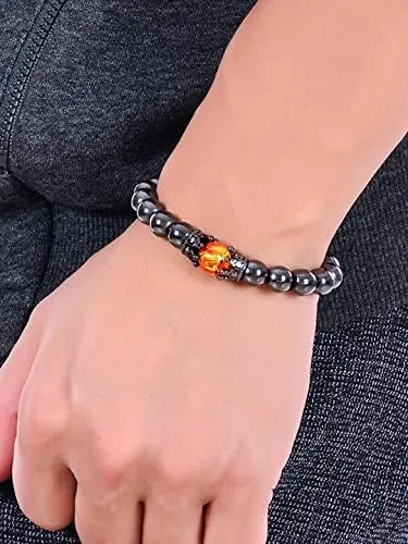 Kairangi Earrings Kairangi Bracelets for Men and Boys Black Beads Bracelet Black Obsidian Bracelets Stretchable Mens Bracelets Birthday Gift for Men and Boys Anniversary Gift for Husband