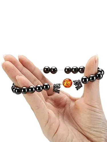 Kairangi Earrings Kairangi Bracelets for Men and Boys Black Beads Bracelet Black Obsidian Bracelets Stretchable Mens Bracelets Birthday Gift for Men and Boys Anniversary Gift for Husband