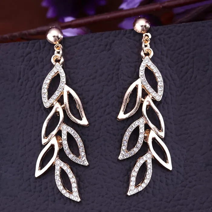 Kairangi Earrings Kairangi Earrings for Women and Girls Gold Plated Crystal Studded Dangler Earrings Leaf Shaped Western Long Dangler Earrings Birthday Gift for girls women Anniversary Gift for Wife Kairangi Earrings Kairangi Earrings for Women and Girls Gold Plated Crystal Studded Dangler Earrings Leaf Shaped Western Long Dangler Earrings Birthday Gift for girls women Anniversary Gift for Wife