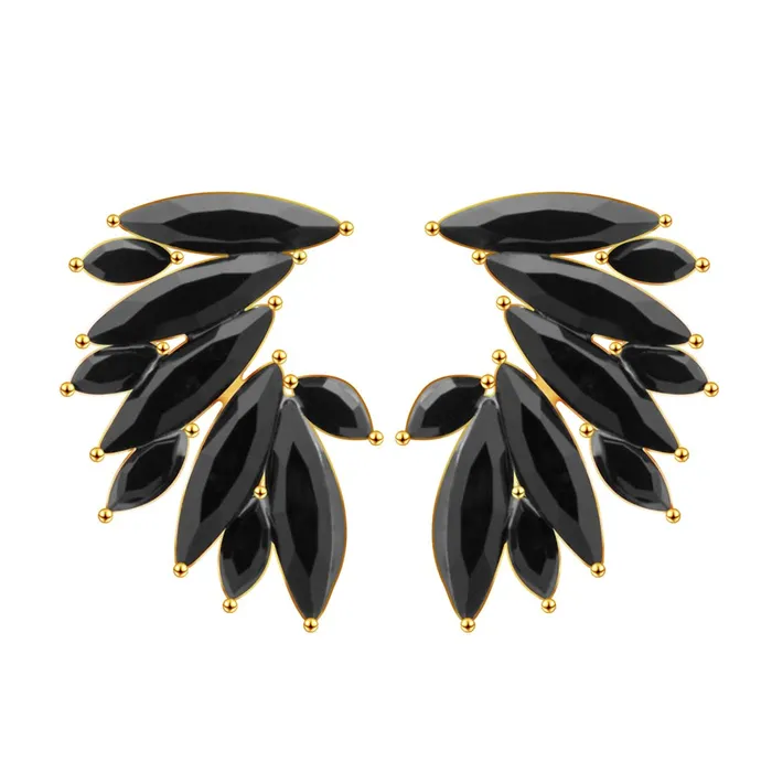 Kairangi Elegant Gold Plated Crystal Clip On Stud Earrings for Women and Girls Black Yellow Chimes Earrings Kairangi Elegant Gold Plated Crystal Clip On Stud Earrings for Women and Girls Black Yellow Chimes Earrings