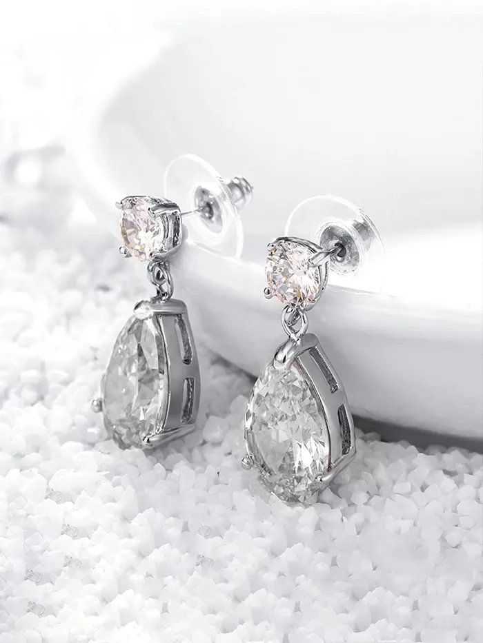 Kairangi Kairangi Earrings for Women and Girls Multicolor Stone Crystal Silver Tone Drops Oval Shaped Birthday Gift for Girls and Women Anniversary Gift for Wife Crystal Drop Necklaces
