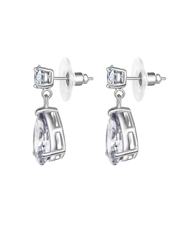 Kairangi Kairangi Earrings for Women and Girls Multicolor Stone Crystal Silver Tone Drops Oval Shaped Birthday Gift for Girls and Women Anniversary Gift for Wife Crystal Drop Necklaces