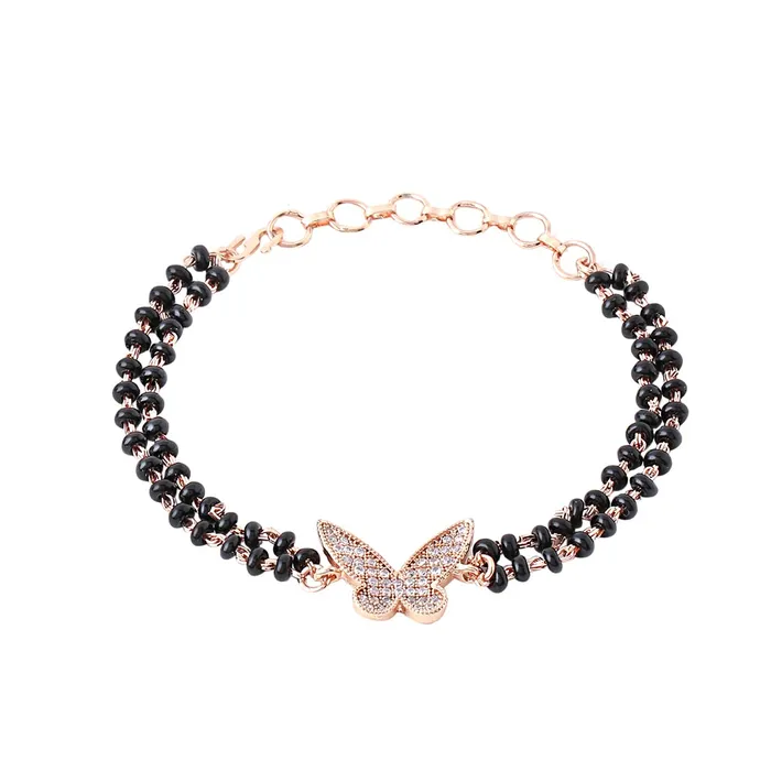 Kairangi Mangalsutra Bracelet for Women Black Beads Butterfly Charm Rose Gold Plated Hand Mangalsutra Bracelets for Women Marriage Anniversay Birthday Gift For Wife and Women Kairangi Rings Kairangi Mangalsutra Bracelet for Women Black Beads Butterfly Charm Rose Gold Plated Hand Mangalsutra Bracelets for Women Marriage Anniversay Birthday Gift For Wife and Women Kairangi Rings