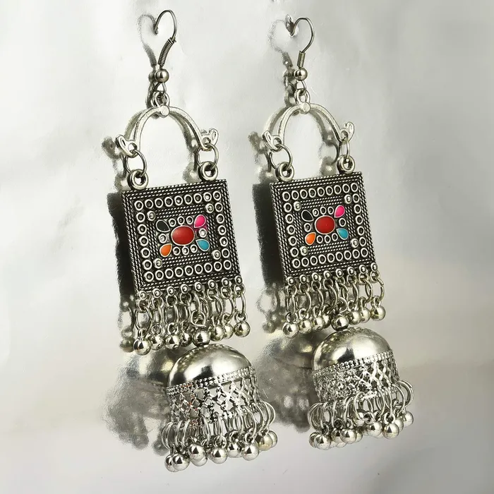 Kairangi Oxidised Earrings for Women Oxidized Silver Combo of 2 Pairs Chandbali Traditional Jhumka Earrings for Women and Girls Kairangi Necklaces