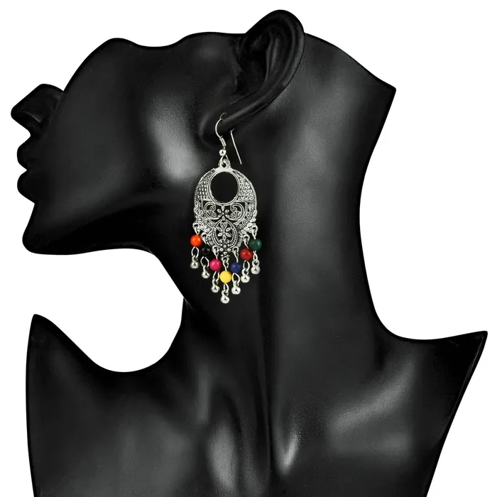 Kairangi Oxidised Earrings for Women Oxidized Silver Combo of 2 Pairs Chandbali Traditional Jhumka Earrings for Women and Girls Kairangi Necklaces