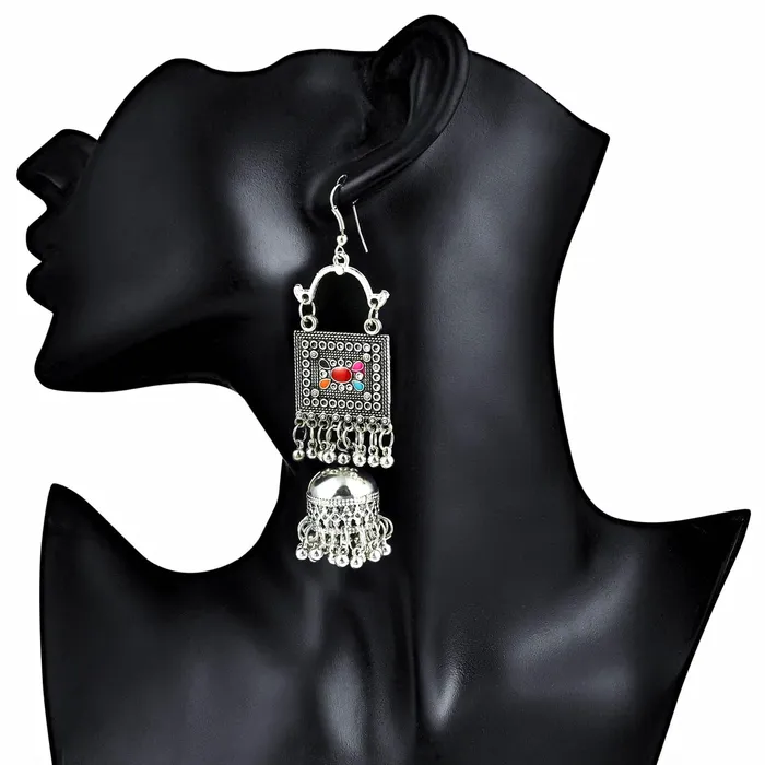Kairangi Oxidised Earrings for Women Oxidized Silver Combo of 2 Pairs Chandbali Traditional Jhumka Earrings for Women and Girls Kairangi Necklaces