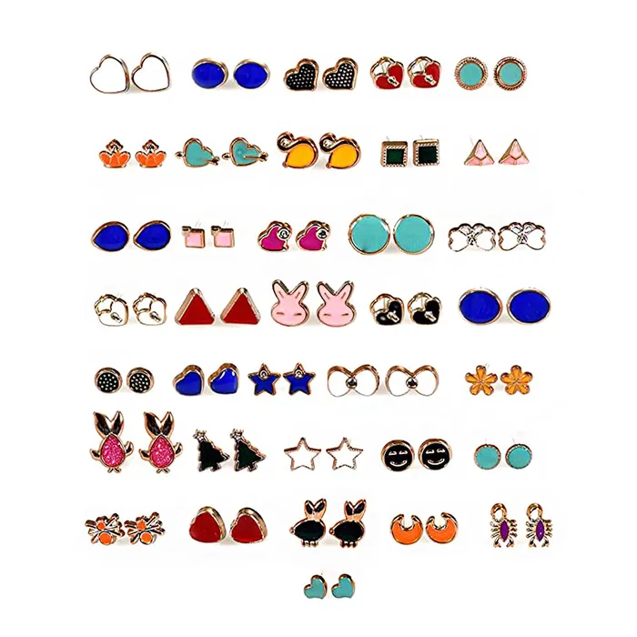 Kairangi Stud Earrings for Women Combo of 36 Pairs Crystal Pearl Multicolour Gold Plated Studs Earrings Set for Women and Girls Kairangi Necklaces