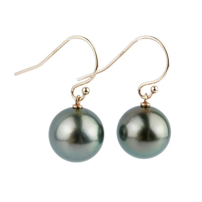 Kamoka Pearl Earrings Deep BlueGreen Tahitian Pearl Dangle Earrings on 14K Rose Gold Kamoka Pearl Earrings Deep BlueGreen Tahitian Pearl Dangle Earrings on 14K Rose Gold