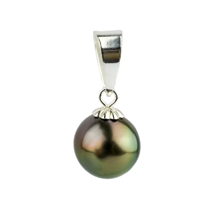 Kamoka Pearl Necklaces Plum Peacock Tahitian Pearl Pendant on Sterling Silver Kamoka Pearl Necklaces Plum Peacock Tahitian Pearl Pendant on Sterling Silver
