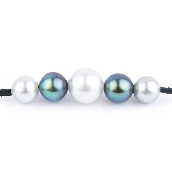 Kamoka Pearl Quintuple BlueGreen 9212mm Mana Pearl Necklace Necklaces