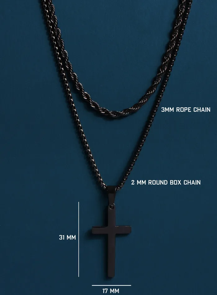Large Black Cross Necklace Set for Men WE ARE ALL SMITH Mens Jewelry Clothing Necklaces Large Black Cross Necklace Set for Men WE ARE ALL SMITH Mens Jewelry Clothing Necklaces