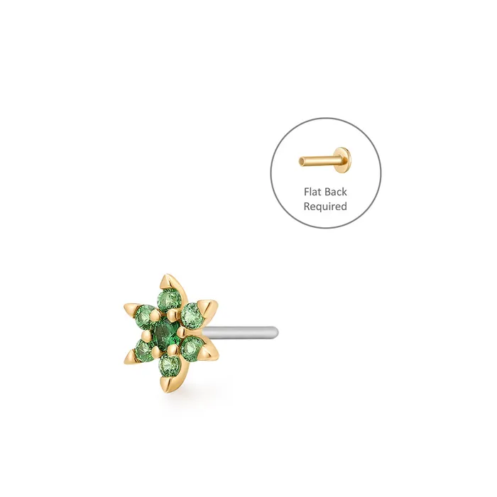 LOTUS Floral Tsavorite Threadless Flatback Earring AURELIE GI Earrings