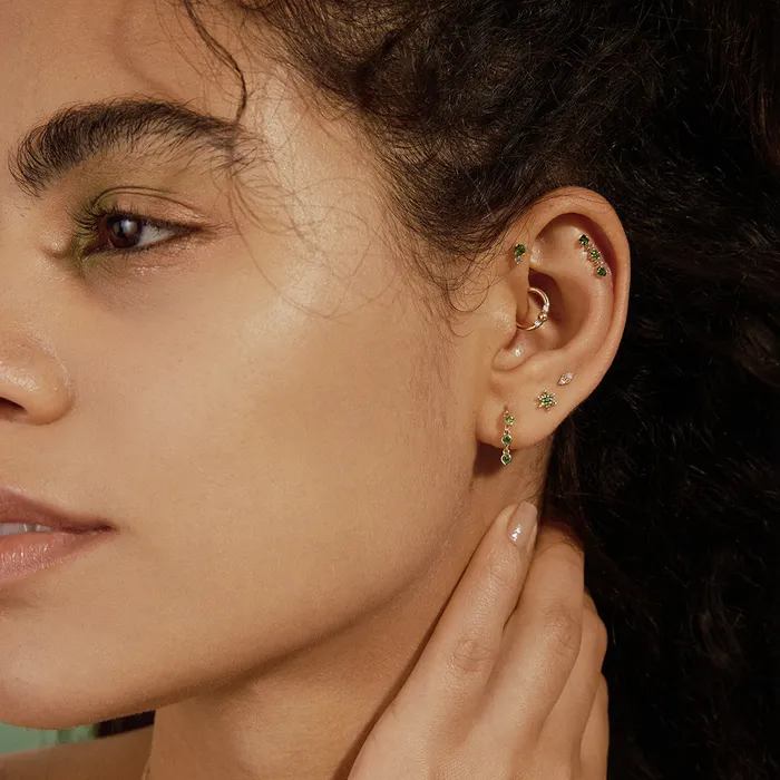 LOTUS Floral Tsavorite Threadless Flatback Earring AURELIE GI Earrings