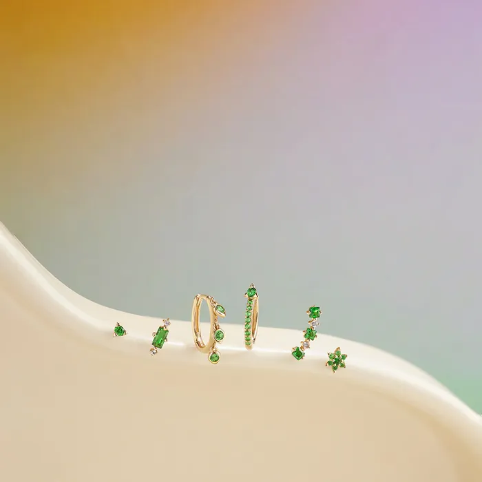 LOTUS Floral Tsavorite Threadless Flatback Earring AURELIE GI Earrings