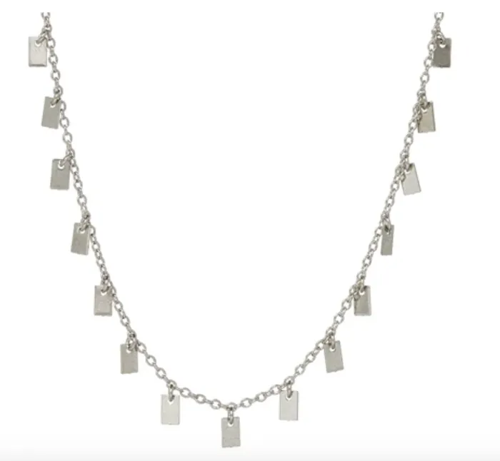 LUV AJ BAGUETTE DISC SHAKER NECKLACE SILVER Necklaces