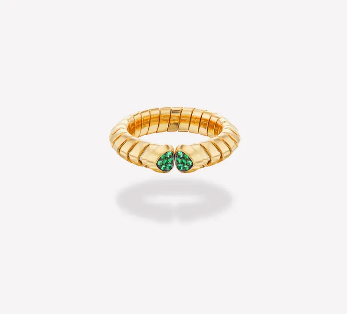 Marina B Rings Trisolina Colored Pav Ring emerald