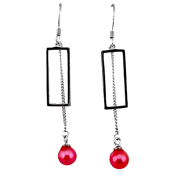 MEST006 DIY Mount Earrings 925 Sterling Silver Rectangle Dangle Chain Earrings