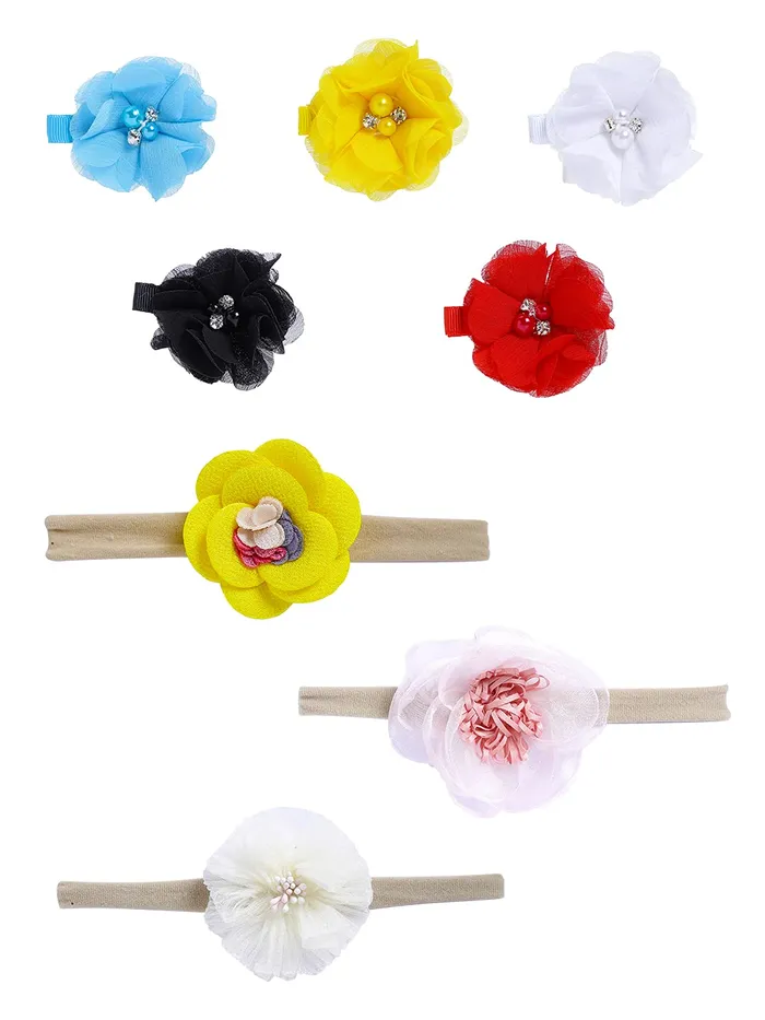 Melbees by Yellow Chimes Combo of 3 Stretcheable Hair Bands and 6 Floral Big Hair Clips Hair Accessories for Baby Infant Pack of 9 MultiColor Medium Yellow Chimes Necklaces Melbees by Yellow Chimes Combo of 3 Stretcheable Hair Bands and 6 Floral Big Hair Clips Hair Accessories for Baby Infant Pack of 9 MultiColor Medium Yellow Chimes Necklaces