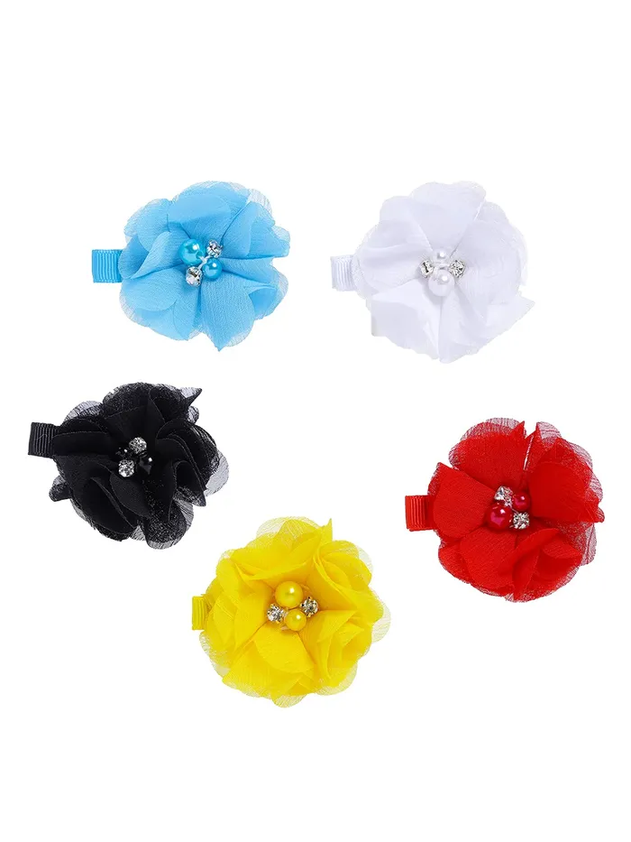 Melbees by Yellow Chimes Combo of 3 Stretcheable Hair Bands and 6 Floral Big Hair Clips Hair Accessories for Baby Infant Pack of 9 MultiColor Medium Yellow Chimes Necklaces