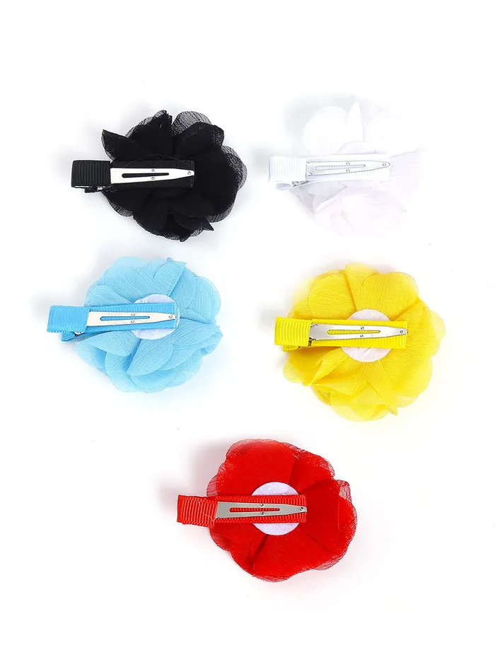 Melbees by Yellow Chimes Combo of 3 Stretcheable Hair Bands and 6 Floral Big Hair Clips Hair Accessories for Baby Infant Pack of 9 MultiColor Medium Yellow Chimes Necklaces