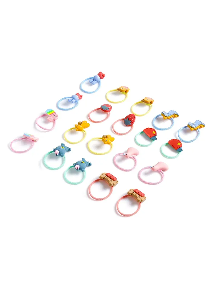 Melbees by Yellow Chimes Rubber Bands for Girls Kids Hair Accessories for Girls Hair Tie 20 Pcs Cute Characters Rubberbands for Kids Ponytail Holder For Baby Girls Toddlers Yellow Chimes Necklaces