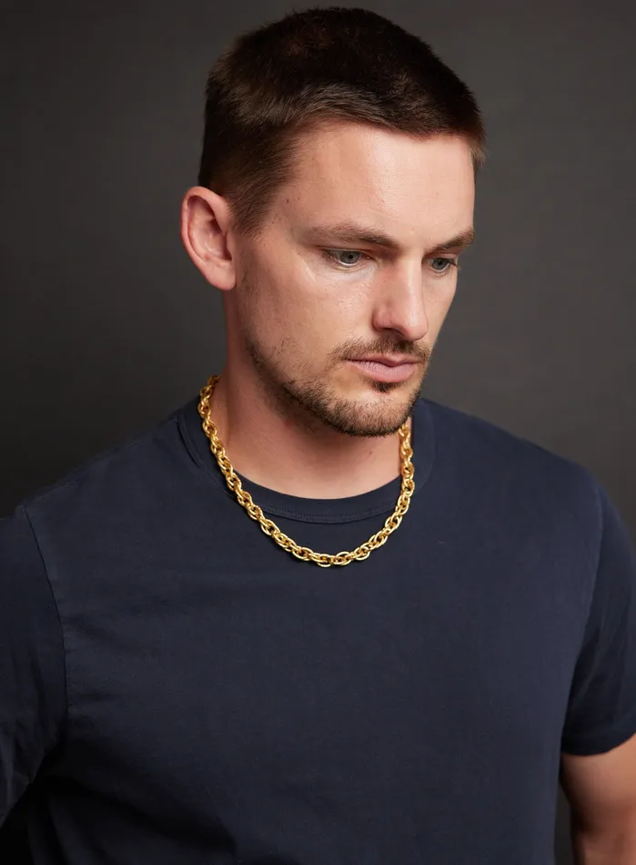 Mens Gold CHUNKY Thick Rope Chain Necklce WE ARE ALL SMITH Rings