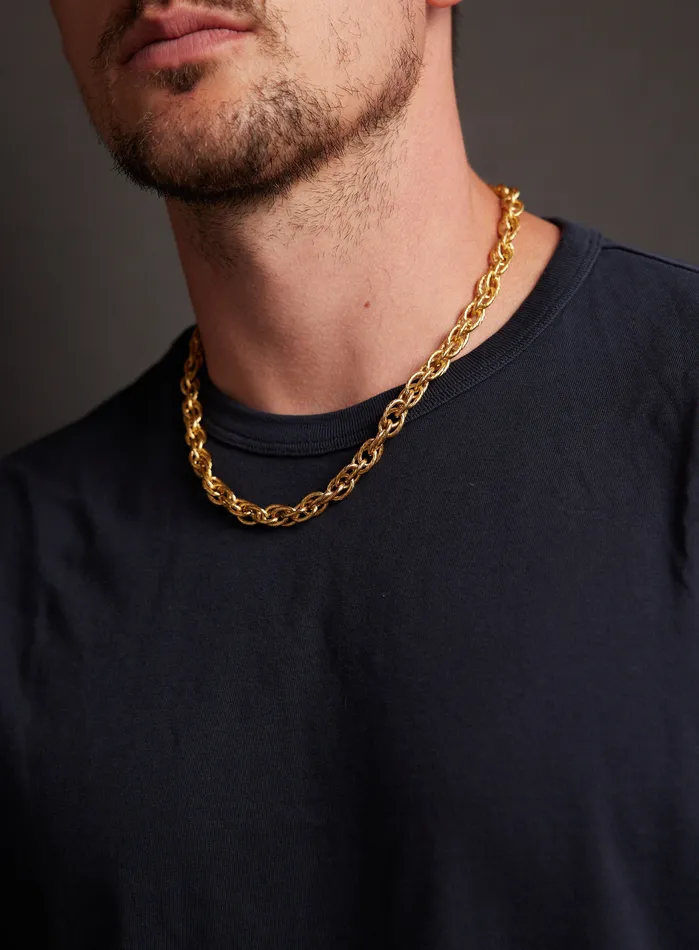Mens Gold CHUNKY Thick Rope Chain Necklce WE ARE ALL SMITH Rings
