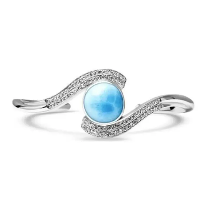 Metamorphidi Bracelets Blue Larimar Gemstone 925 Sterling Silver Bangle Bracelet Metamorphidi Bracelets Blue Larimar Gemstone 925 Sterling Silver Bangle Bracelet