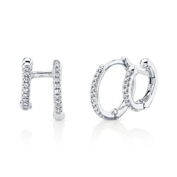 Millo Jewelry Earrings DIAMOND DOUBLE HUGGIE EARRING