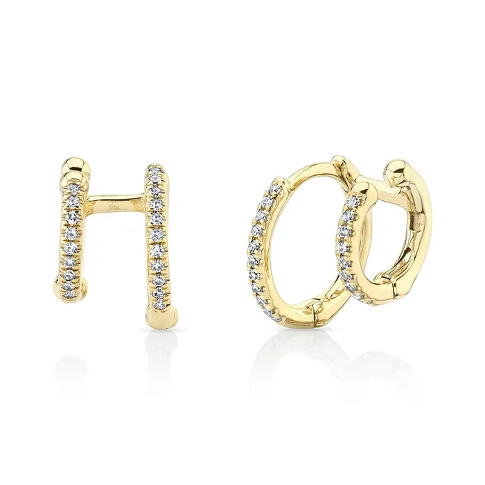 Millo Jewelry Earrings DIAMOND DOUBLE HUGGIE EARRING