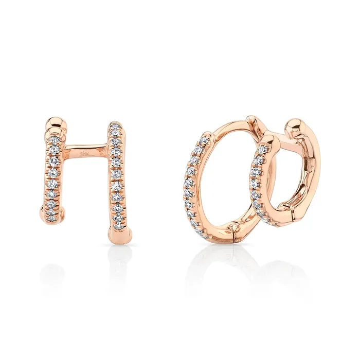 Millo Jewelry Earrings DIAMOND DOUBLE HUGGIE EARRING