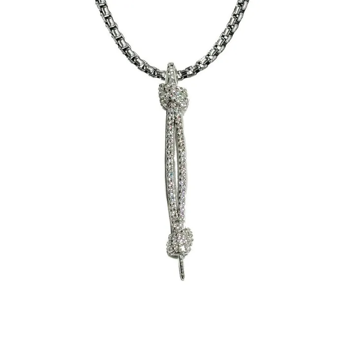 MPST057 Necklaces DIY Mount Pendant 925 Sterling Silver Elongated Knot Pendant MPST057 Necklaces DIY Mount Pendant 925 Sterling Silver Elongated Knot Pendant