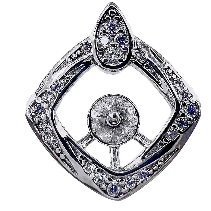 MPST121 Necklaces DIY Mount Pendant 925 Sterling Silver Diamond Tear Drop