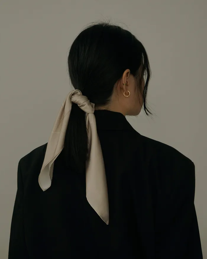 MYJN Earrings Cream Silk Scarf