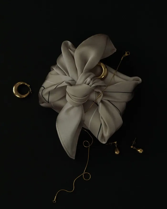 MYJN Earrings Cream Silk Scarf