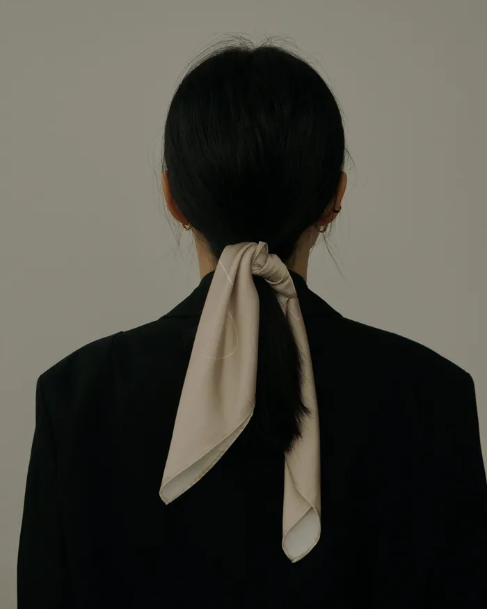 MYJN Earrings Cream Silk Scarf