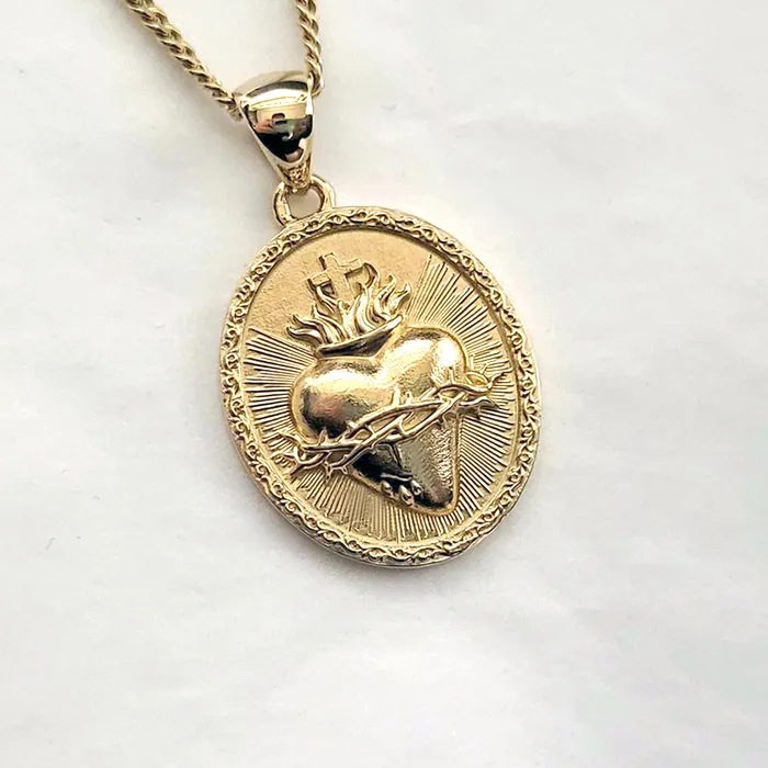Necklaces 18k 14k gold sacred heart of jesus pendant necklace 1 carre dor Necklaces 18k 14k gold sacred heart of jesus pendant necklace 1 carre dor