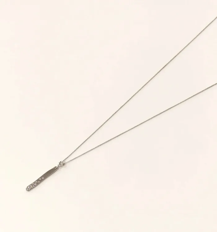 Necklaces Candlewick Gift Shop Hanging Cubic Zirconia Bar Necklace Silver