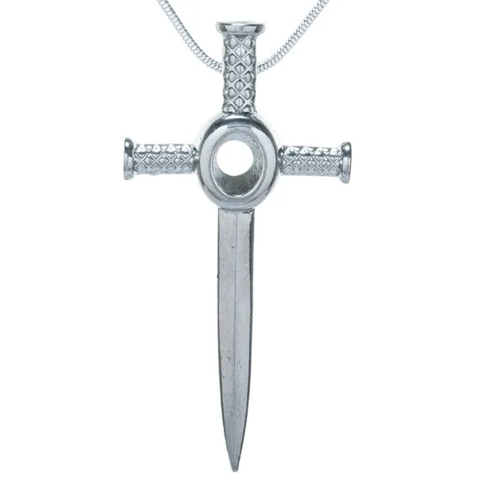 Necklaces CPSP080 Cage Pendant Silver Plated Sword
