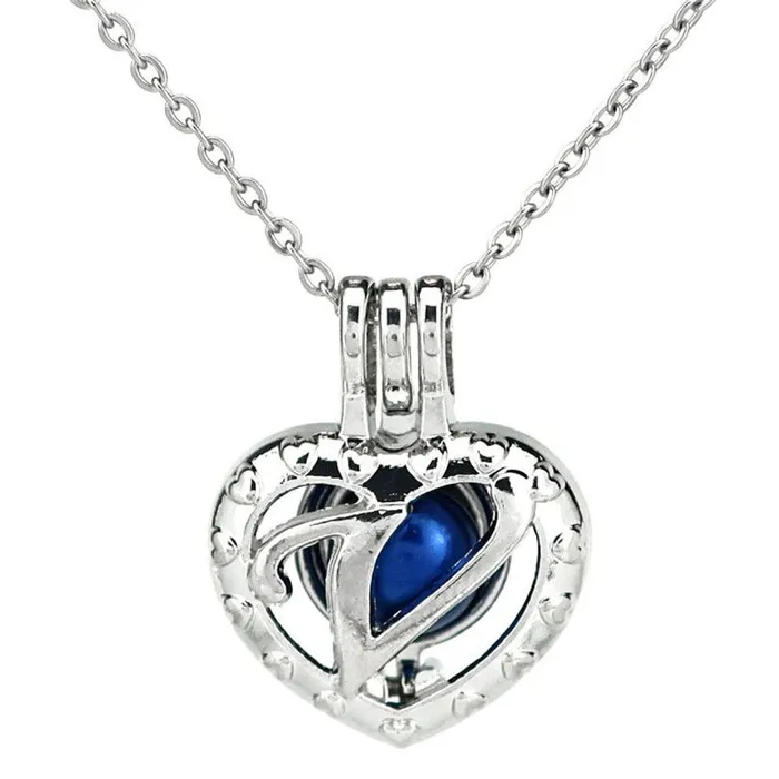 Necklaces CPSP172V Cage Pendant Silver Plated Letter V