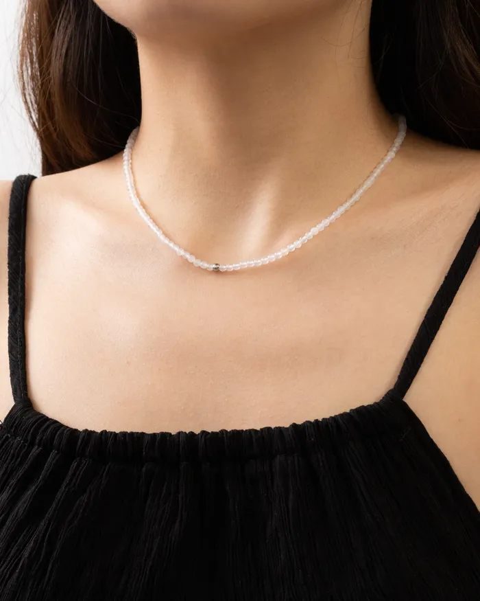 Necklaces CUN Joon Petite White Agate Beaded Necklace