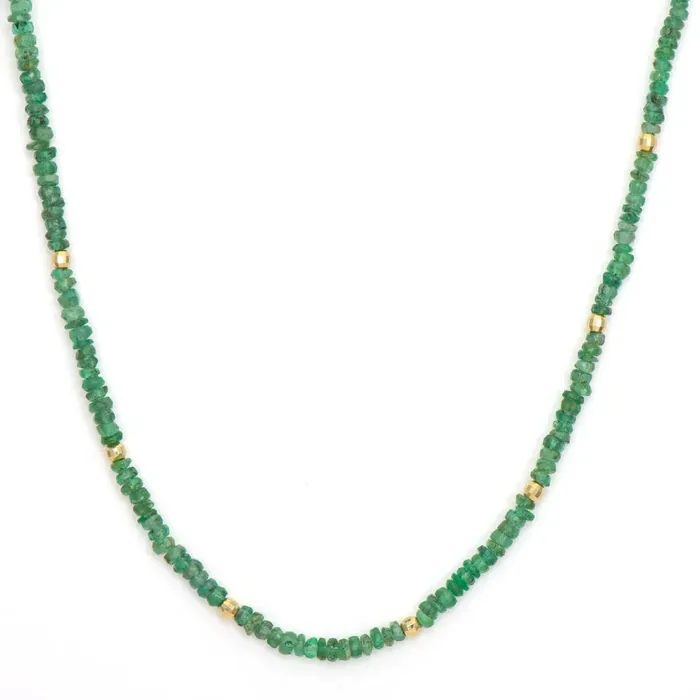 Necklaces Delicate Emerald Beaded Chain 18 Three Stories Jewelry