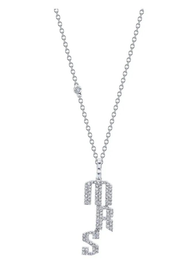 Necklaces DIAMOND PAVE PERSONALIZED 3 LETTER PENDANT NECKLACE Shay Fine Jewelry Necklaces DIAMOND PAVE PERSONALIZED 3 LETTER PENDANT NECKLACE Shay Fine Jewelry